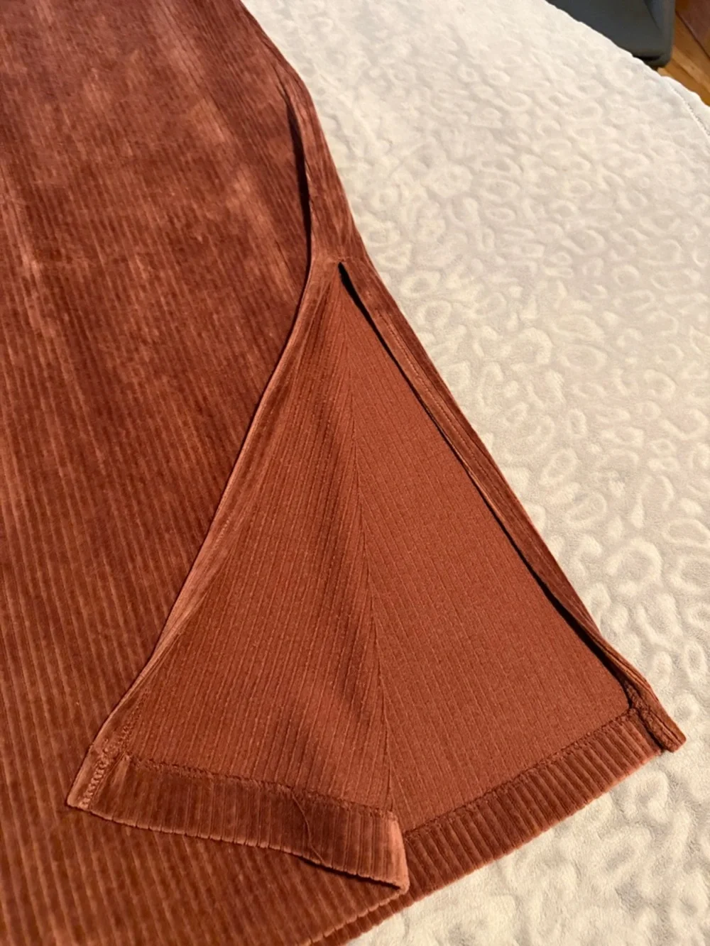Free People Ribbed Pencil Skirt in Rust